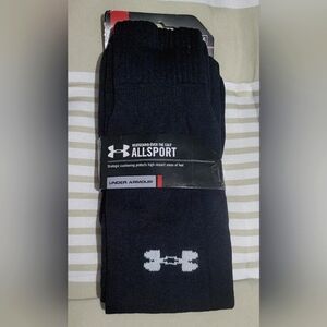 NWT UA heatgear over the calf navy blue socks single pair,LG